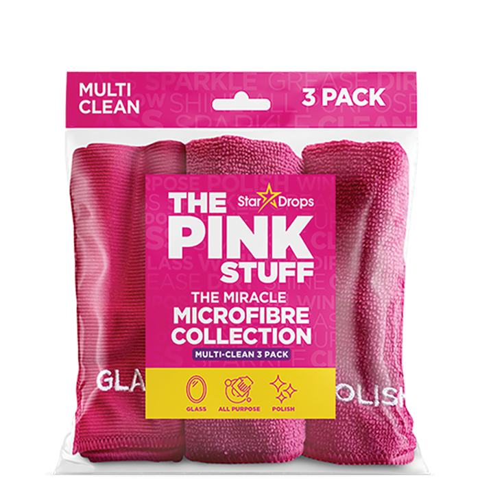 Серветки мікрофіброві універсальні The Pink Stuff Microfibre collection multi-clean 30 х 30 см, 3 шт (823521) - 